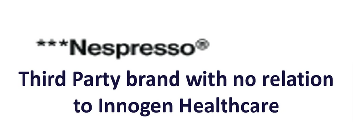 Nespresso logo with text indicating it is a third-party brand not related to Innocen Healthcare.